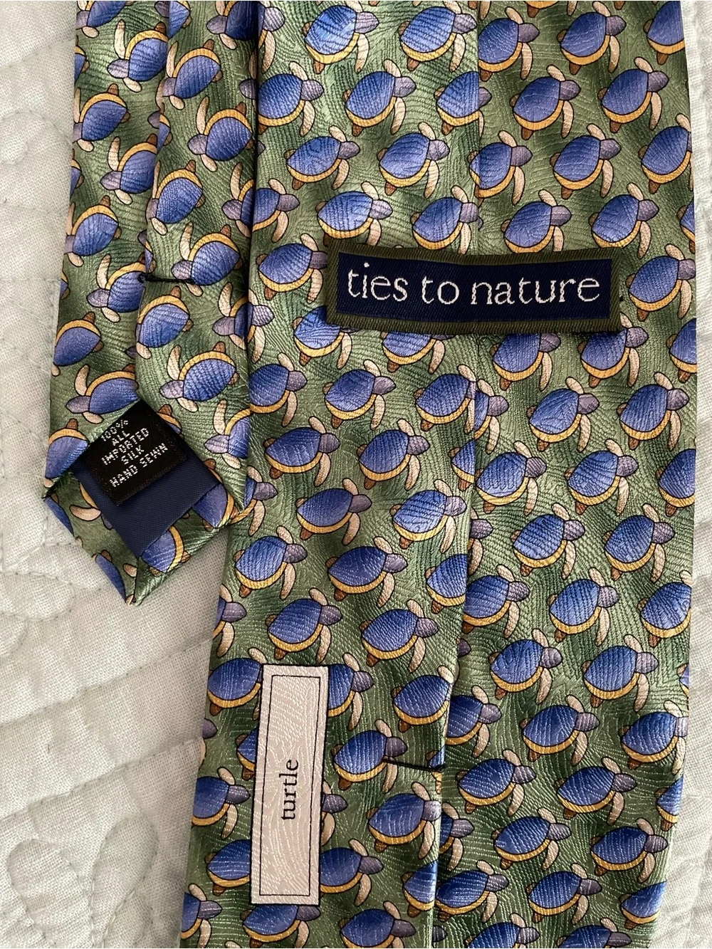 100% Silk Hand Sewn ties to nature novelty tie turtle pattern - Biology Teacher